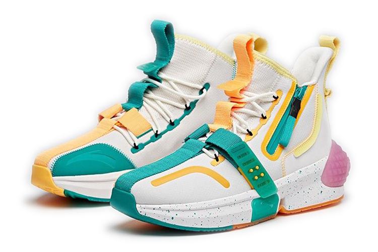 Кроссовки мужские ANTA Gotenks высокие противоскользящие, белый и зелёный, 45 EU