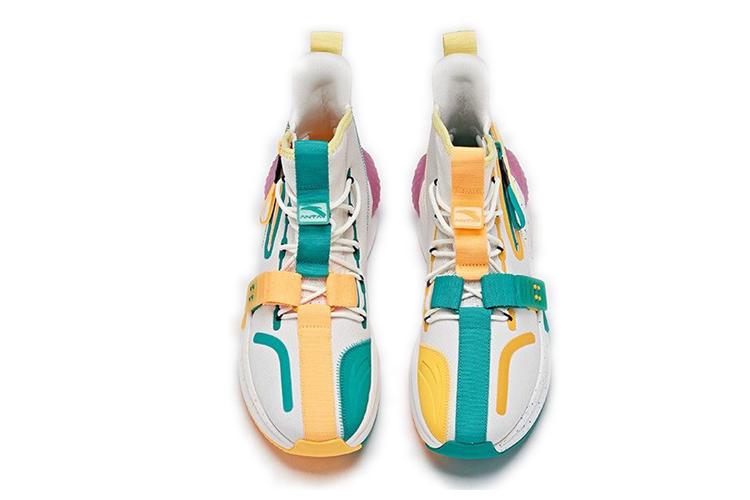 Кроссовки мужские ANTA Gotenks высокие противоскользящие, белый и зелёный, 45 EU