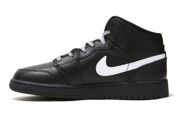 Кеды женские Jordan 1 Retro Mid GS Speckle черные-белые, 38.5 EU