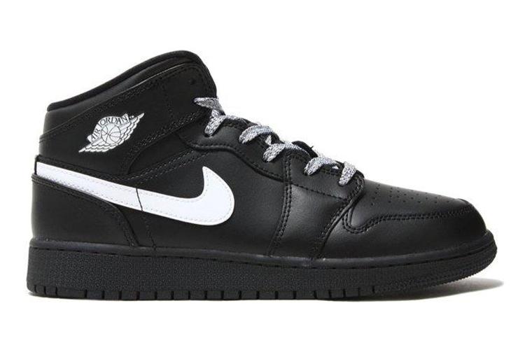 Кеды женские Jordan 1 Retro Mid GS Speckle черные-белые, 38.5 EU