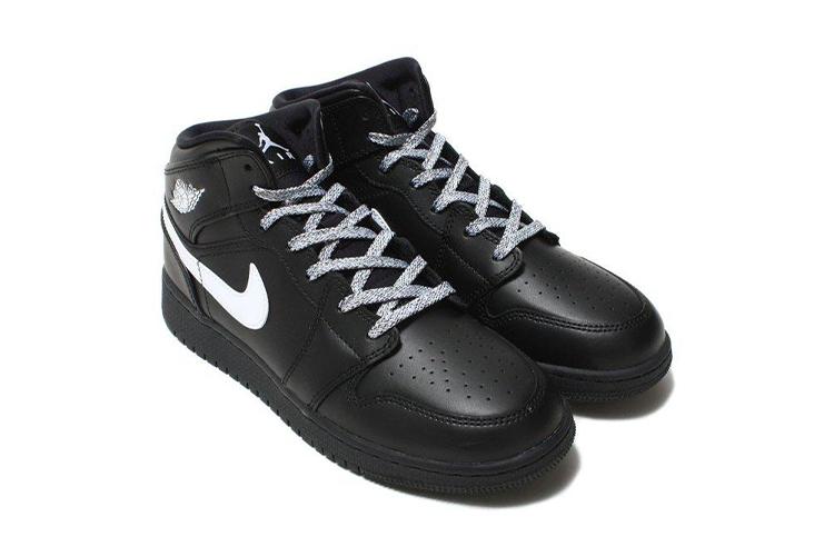 Кеды женские Jordan 1 Retro Mid GS Speckle черные-белые, 38.5 EU