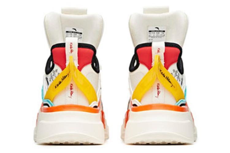 Кроссовки женские Keith Harry x Anta белые с зелёным и оранжевым акцентами