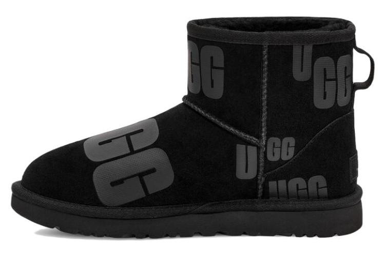 Снеговые ботинки женские UGG Classic Mini Scatter Graphic черные, 38 EU