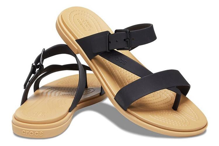 Слайды женские Crocs 206108-00W, черно-коричневые, 34-35 EU