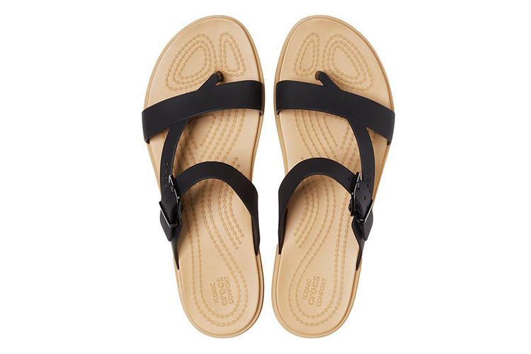 Слайды женские Crocs 206108-00W, черно-коричневые, 34-35 EU