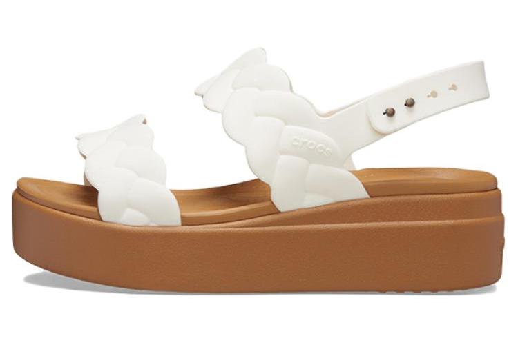 Тапочки женские Crocs Brooklyn Woven Wedge белые, 36-37 EU