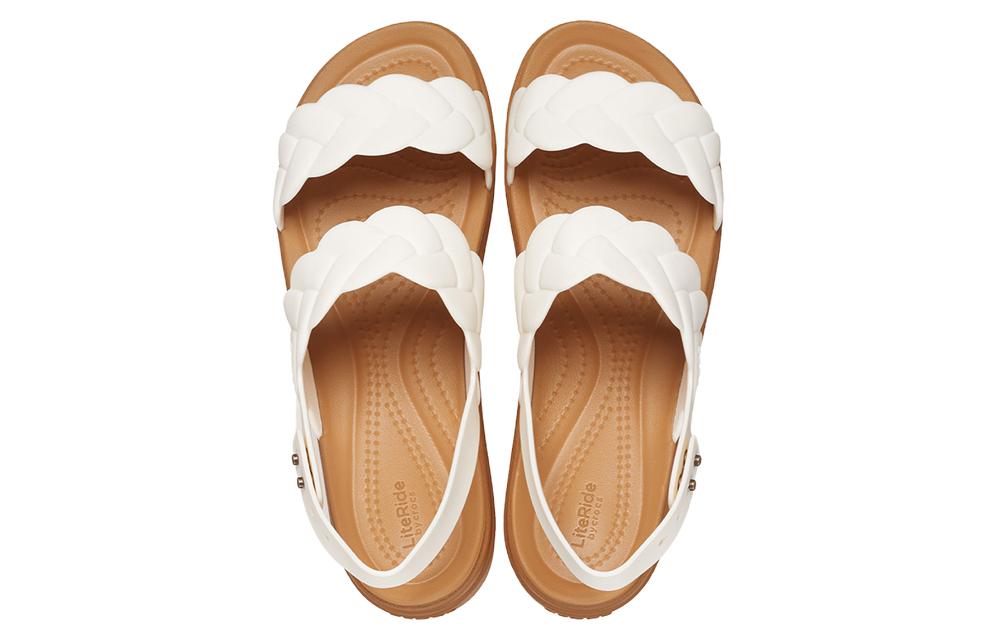 Тапочки женские Crocs Brooklyn Woven Wedge белые, 36-37 EU