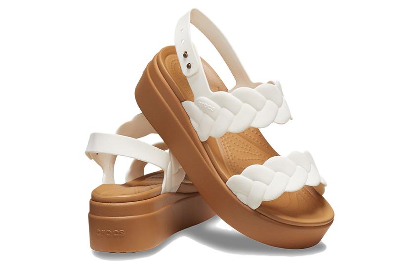 Тапочки женские Crocs Brooklyn Woven Wedge белые, 36-37 EU