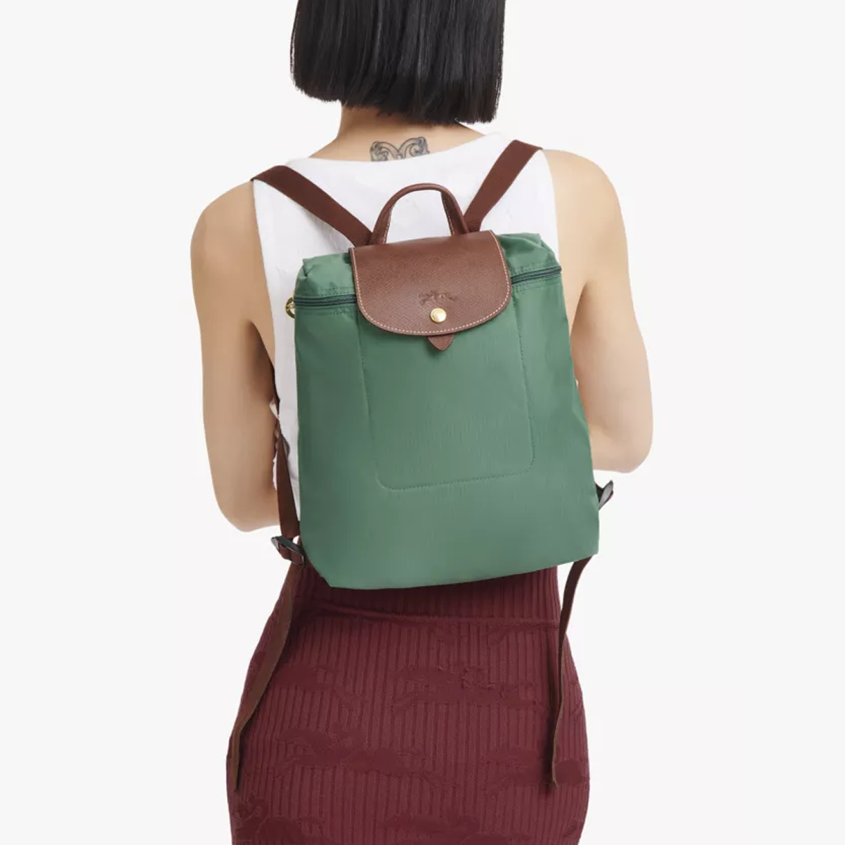 Рюкзак женский LONGCHAMP Le Pliage Canvas шалфейно-зеленый