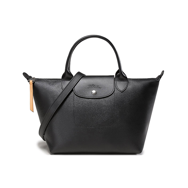 Сумка женская LONGCHAMP Le Pliage Cow Leather Canvas черная, маленькая