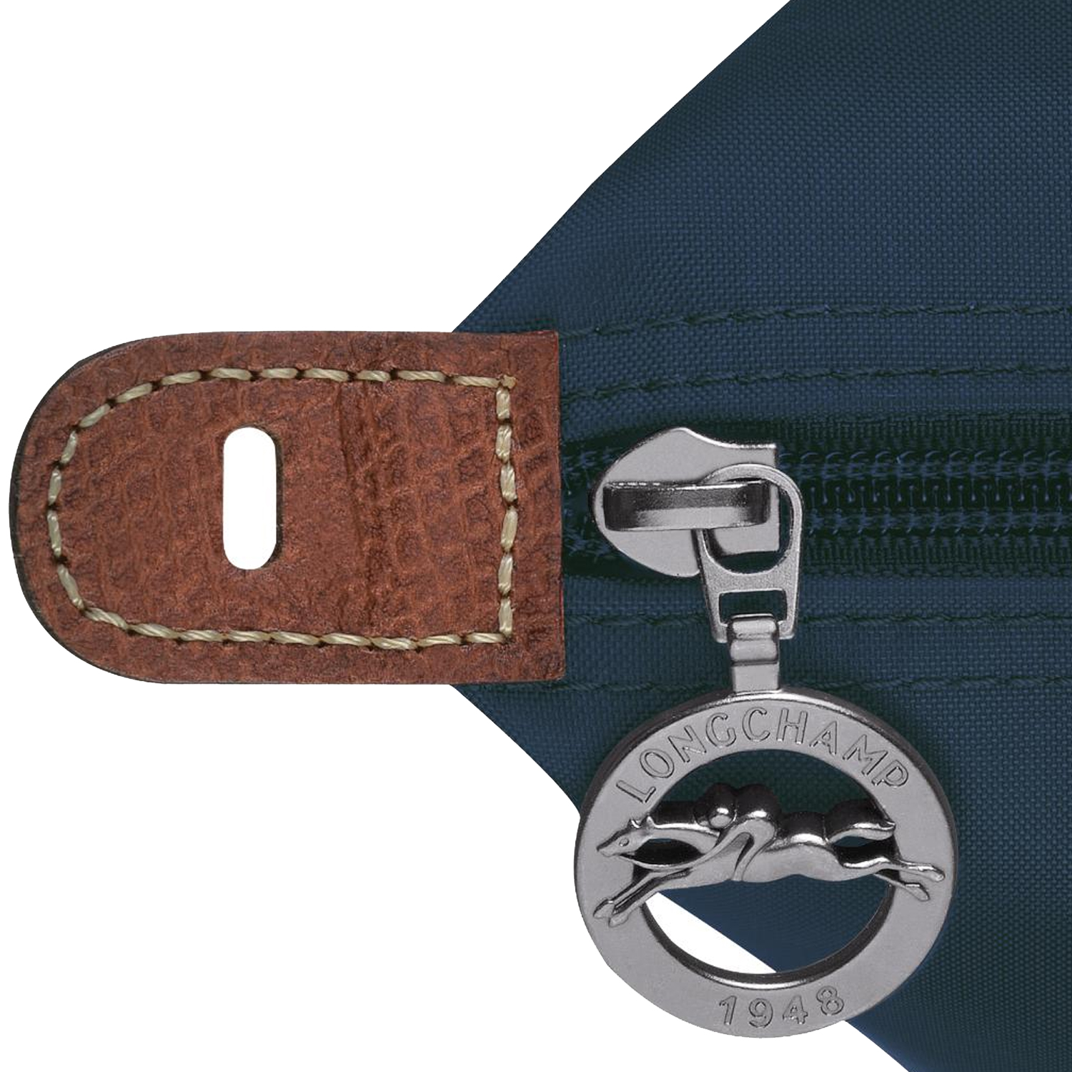 Дорожная сумка женская LONGCHAMP Le Pliage Canvas With Leather Trim темно-синяя