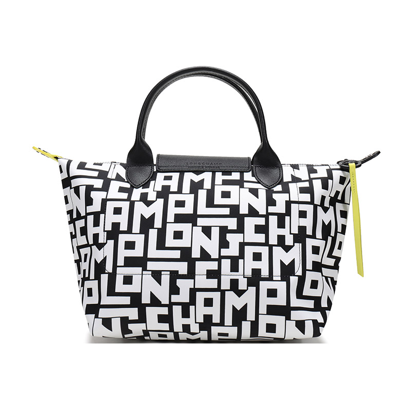 Сумка женская LONGCHAMP Fabric Dumpling Bag черно-белая