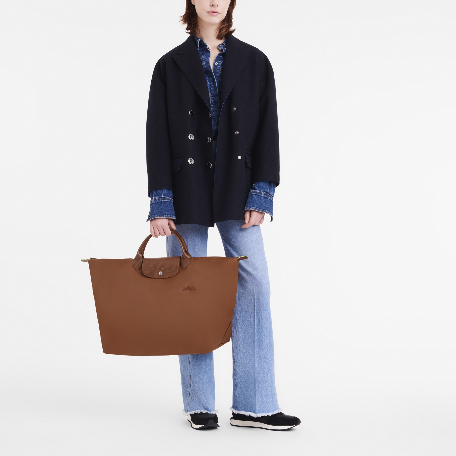 Сумка женская LONGCHAMP Le Pliage Cuir коричневая большого размера