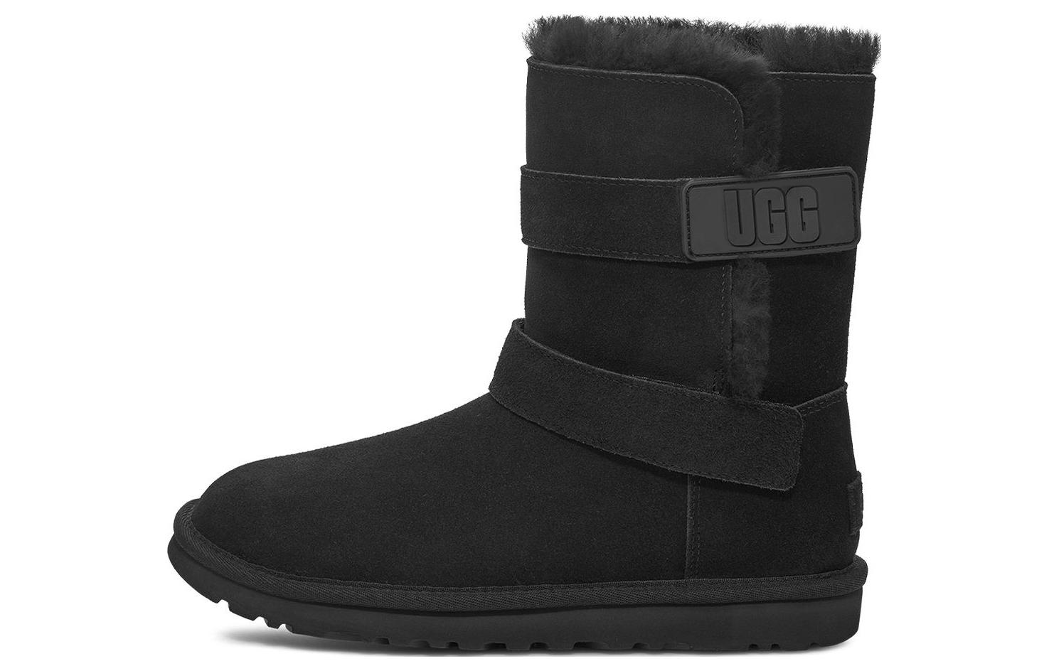 Угги женские UGG Bailey Graphic Logo Strap Boot черные