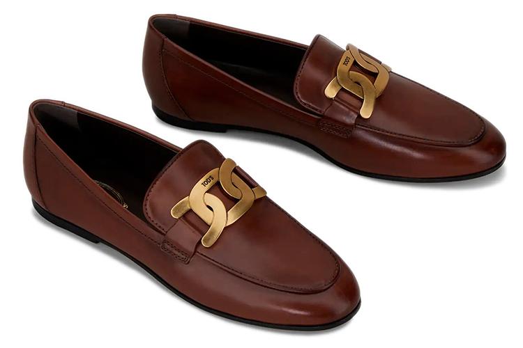 Лоферы женские TOD'S Kate Logo Plaque коричневые-черные, 40 EU