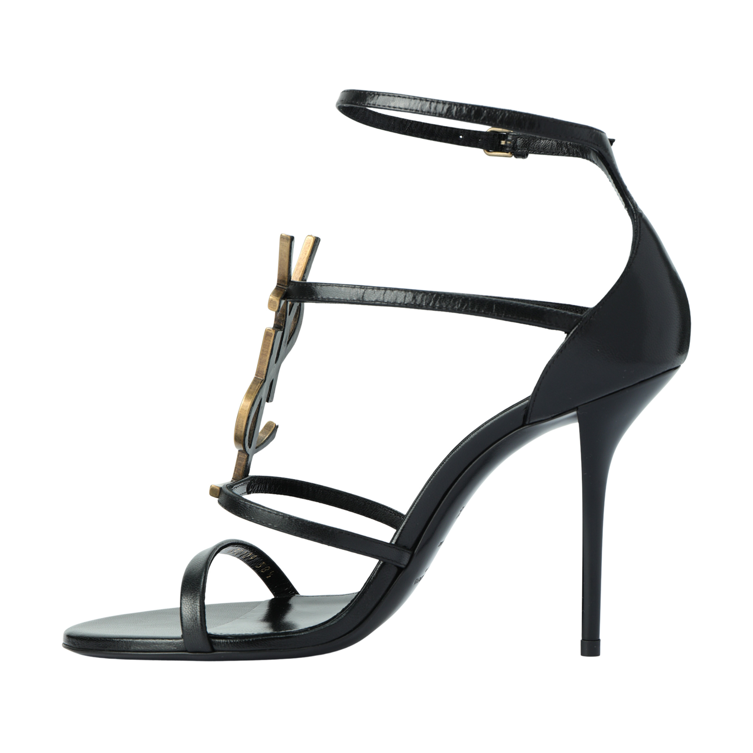 Босоножки женские SAINT LAURENT Cassandra черные кожаные