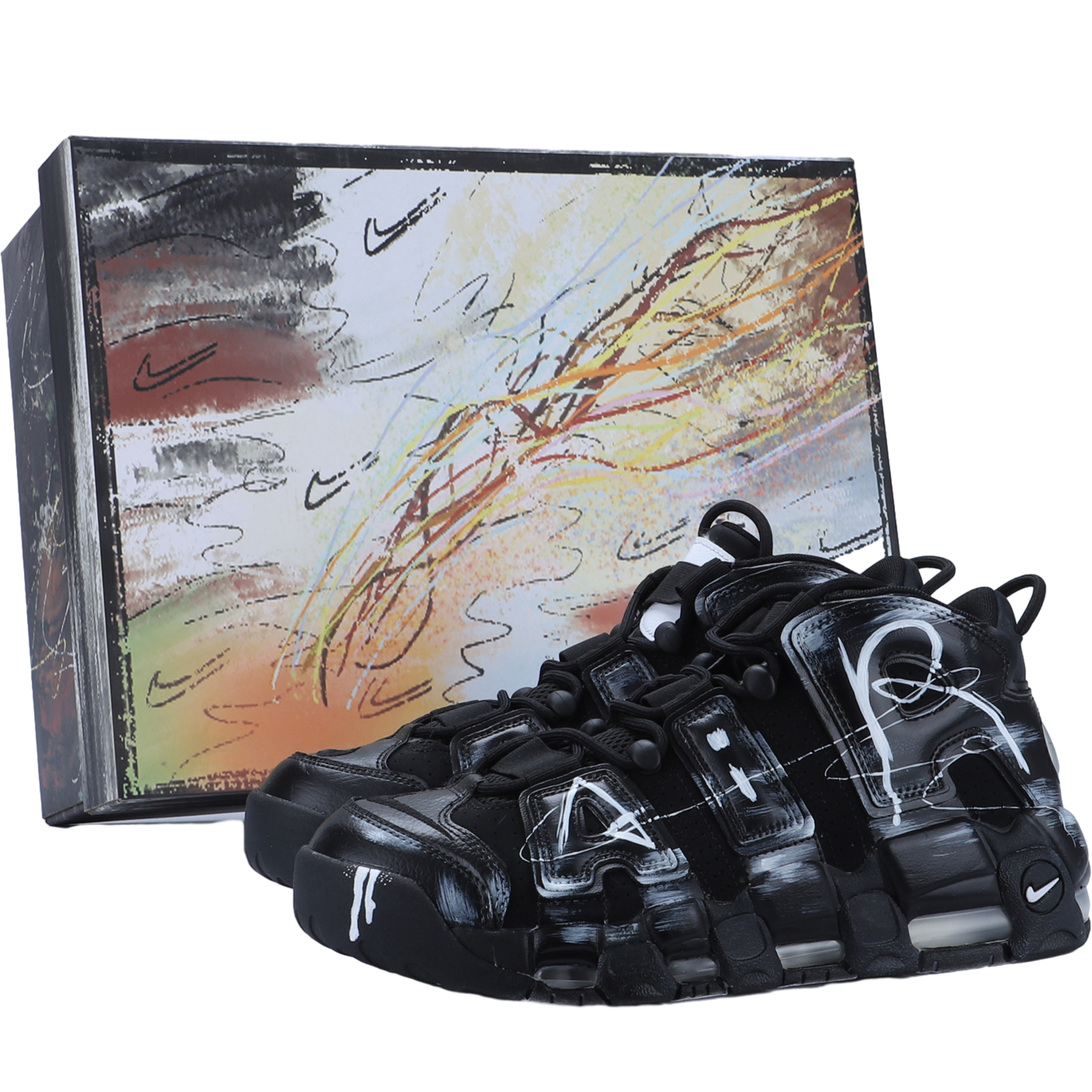 Кроссовки унисекс Nike Air More Uptempo Mid черные, 42 EU