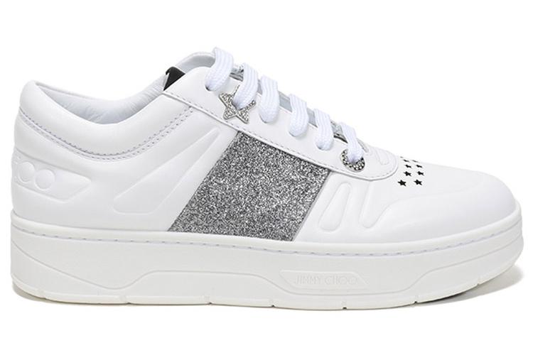 Кеды женские Jimmy Choo Hawaii Low Top белые, серебристые, 35 EU