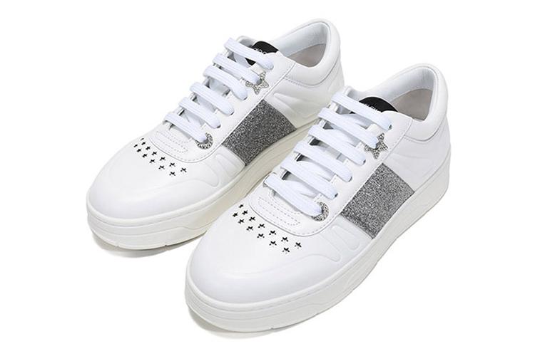 Кеды женские Jimmy Choo Hawaii Low Top белые, серебристые, 35 EU