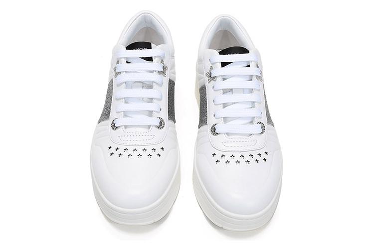 Кеды женские Jimmy Choo Hawaii Low Top белые, серебристые, 35 EU