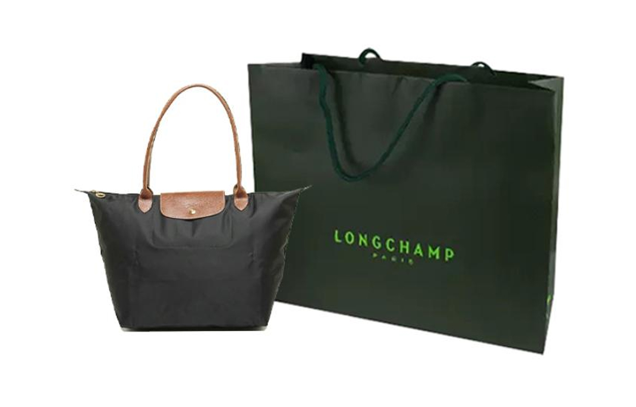 Тоут-сумка женская LONGCHAMP Le Pliage Canvas With Leather черная