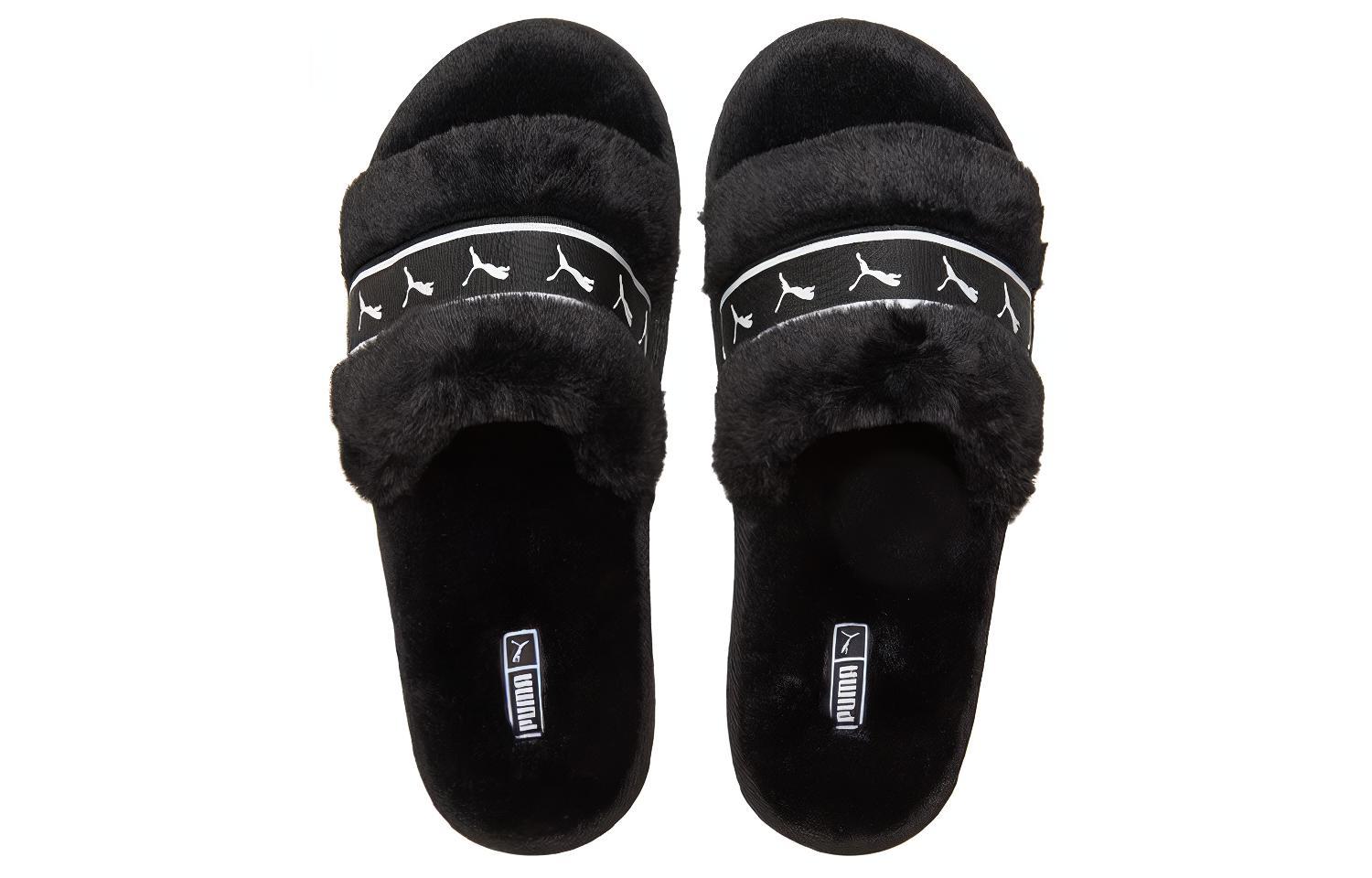 Тапочки женские PUMA Fluff Remix Slide черные, 35.5 EU