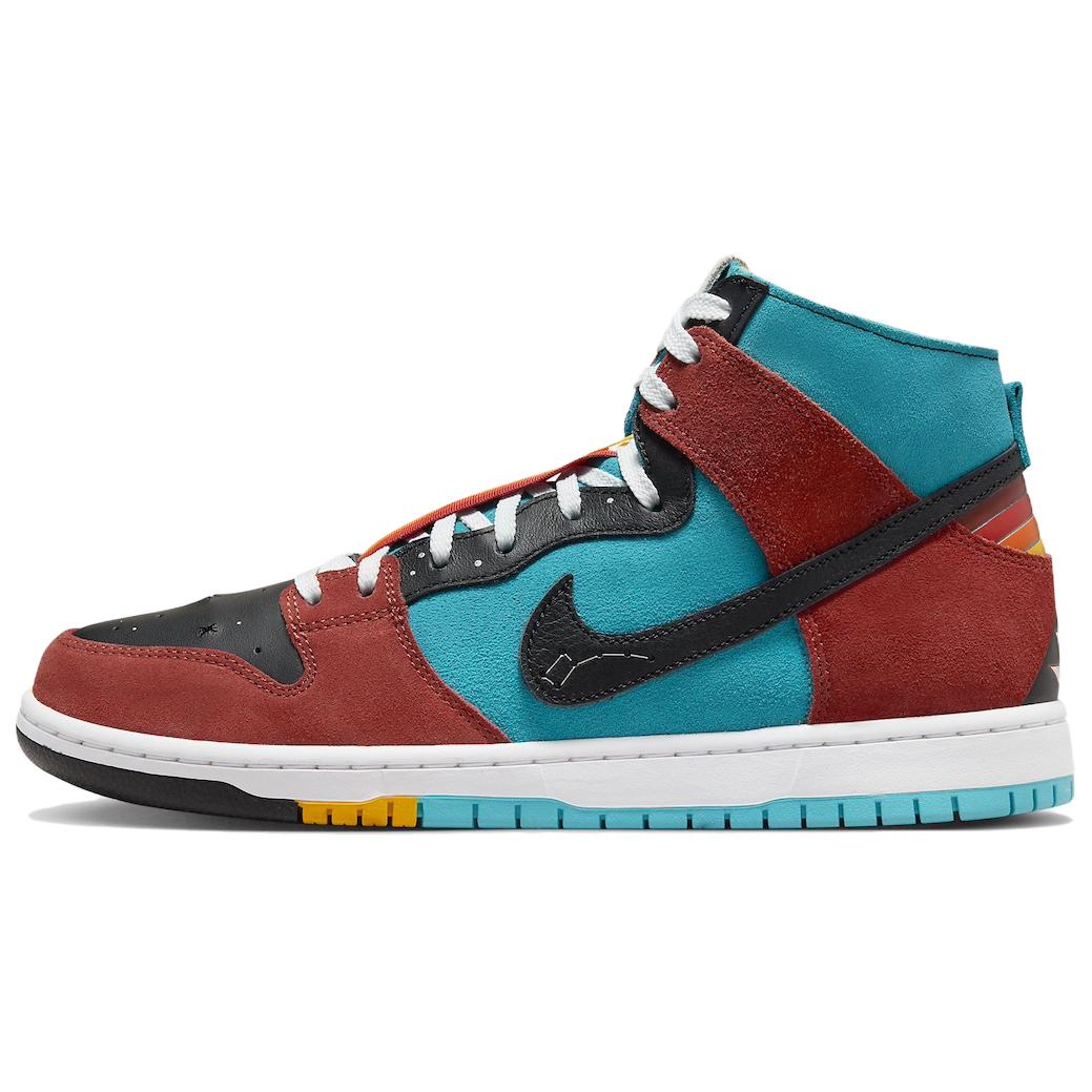 Кроссовки унисекс Nike Dunk High SB Navajo Arts, красные, синие, черные, 38 EU