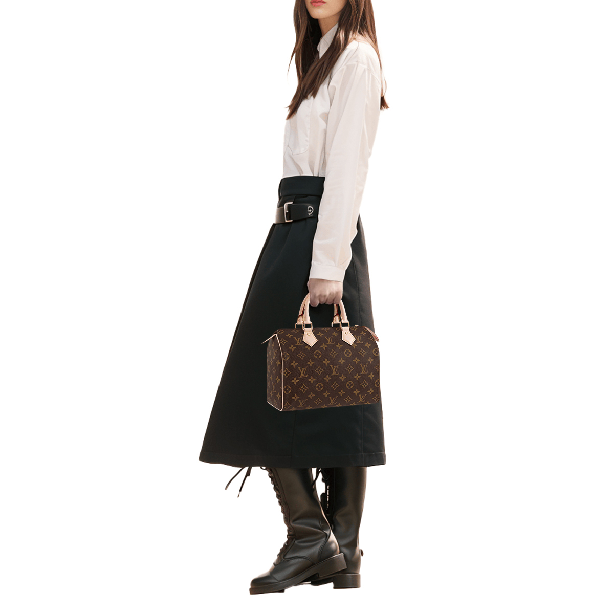 Женская сумка LOUIS VUITTON Speedy Bandouliere Monogram 25 коричневая