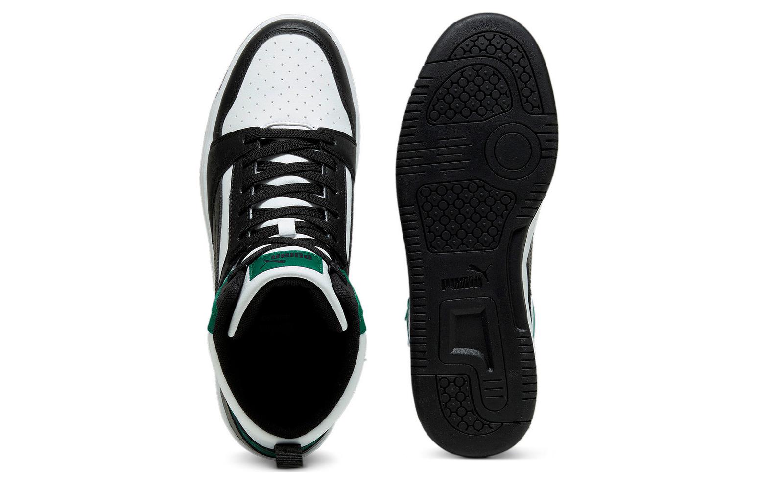 Кроссовки унисекс PUMA Rebound V6 черные, белые, зеленые, 36 EU