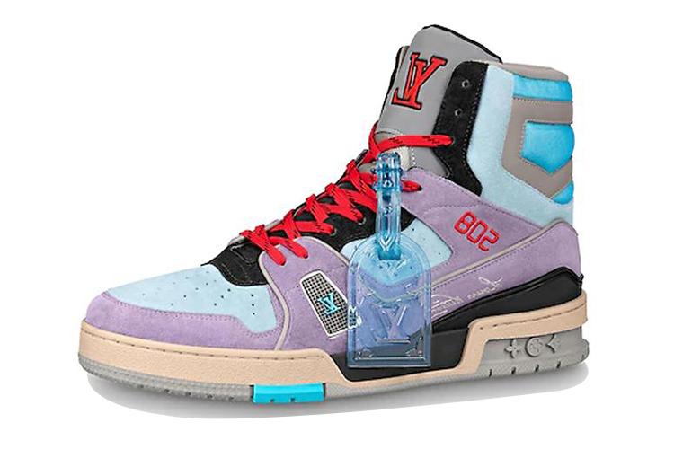 Кроссовки мужские LOUIS VUITTON Trainer Ankle Sneakers фиолетовые, красные, синие, 42 EU