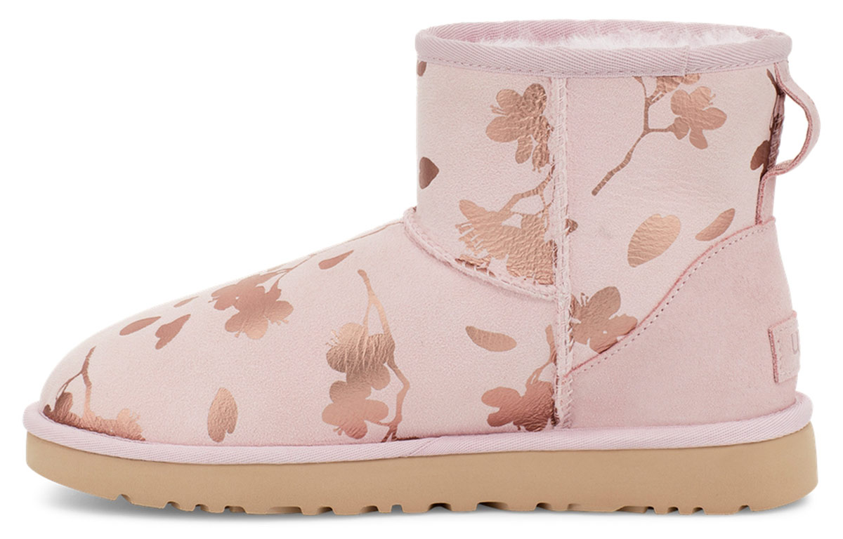 Угги женские UGG Classic Mini Floral Foil розовые красные, 39 EU