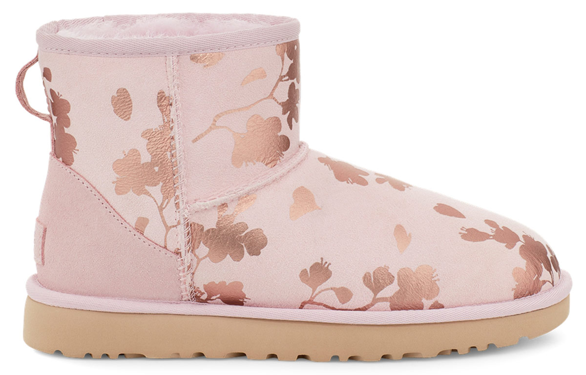 Угги женские UGG Classic Mini Floral Foil розовые красные, 39 EU