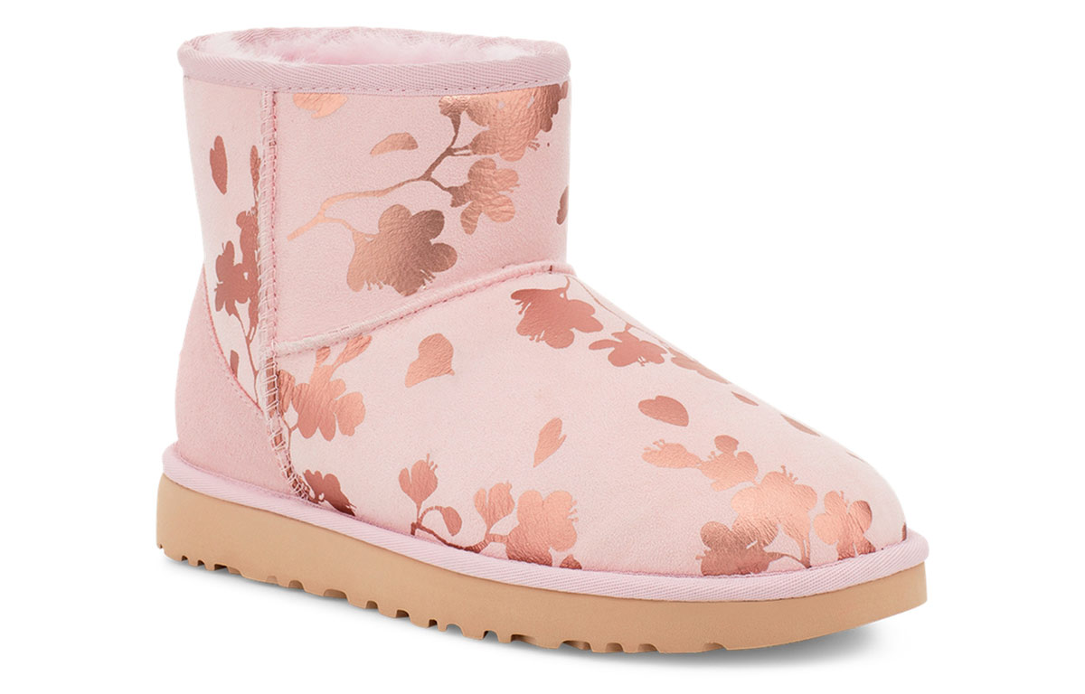 Угги женские UGG Classic Mini Floral Foil розовые красные, 39 EU