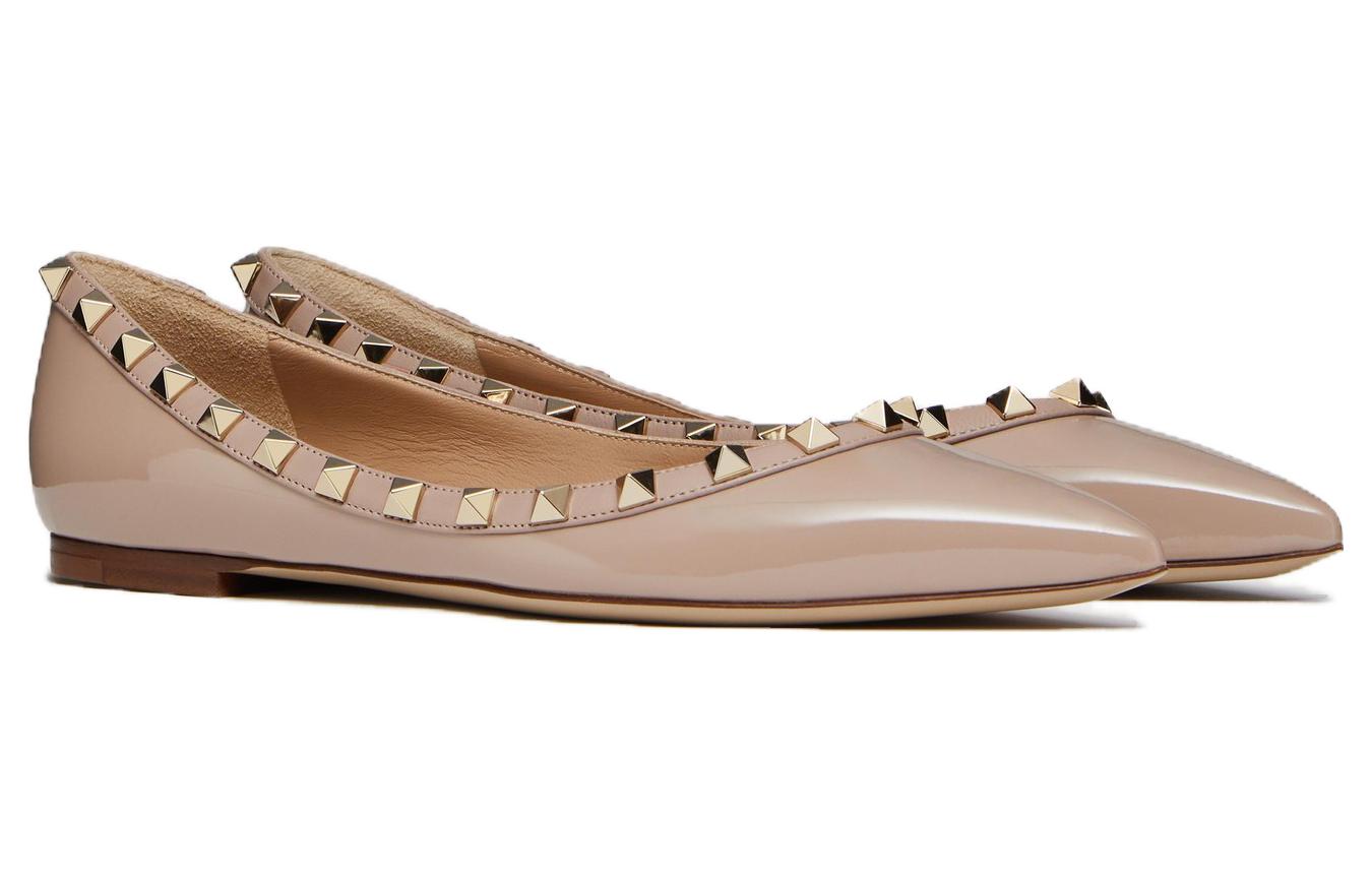 Босоножки женские Valentino Rockstud лакированные, nude-gold, 36 EU