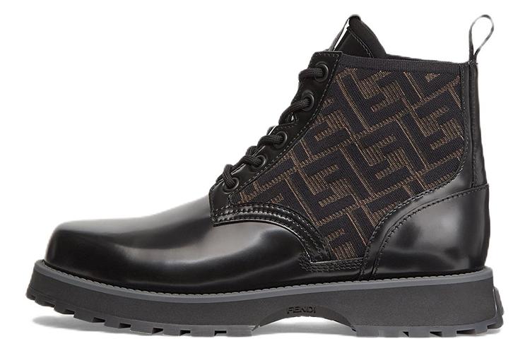 Байкерские ботинки мужские FENDI 7U1574ALIQF0HEB черные-коричневые, 40 EU