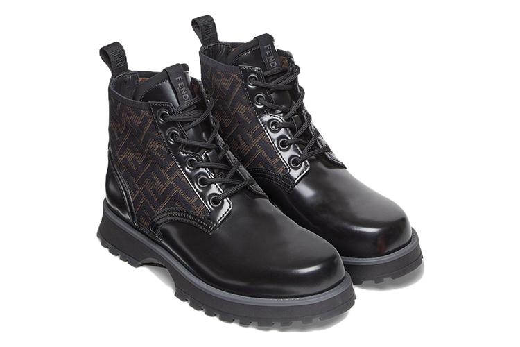 Байкерские ботинки мужские FENDI 7U1574ALIQF0HEB черные-коричневые, 40 EU