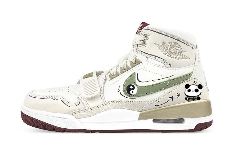 Кеды мужские Jordan Legacy 312 High-Top белые и зелёные, 42.5 EU