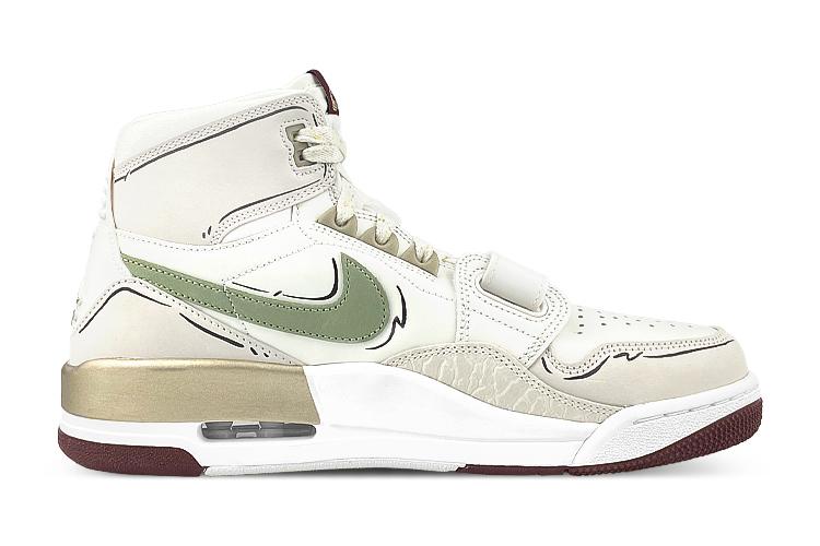Кеды мужские Jordan Legacy 312 High-Top белые и зелёные, 42.5 EU