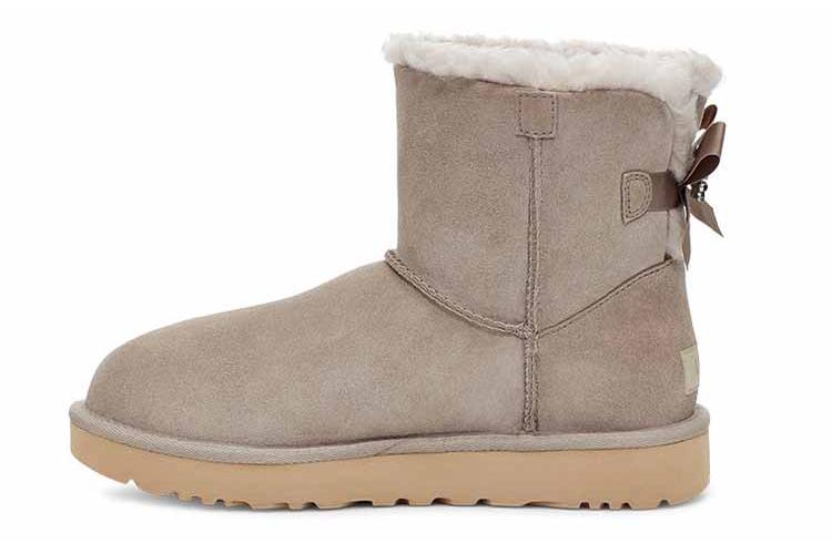 Снежные ботинки женские UGG Mini Bailey Brooch бежевые, 36 EU