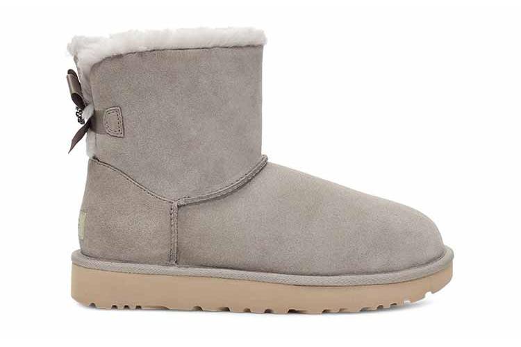 Снежные ботинки женские UGG Mini Bailey Brooch бежевые, 36 EU