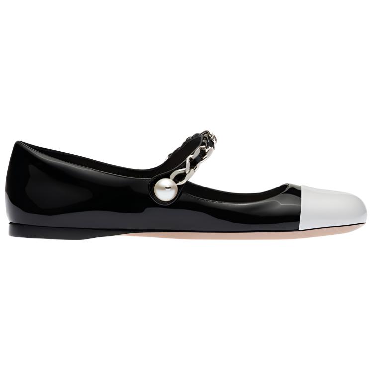 Балетки женские MIU MIU Mary Jane черно-белые, 35 EU