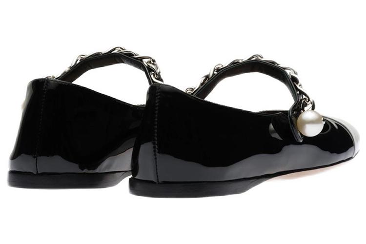 Балетки женские MIU MIU Mary Jane черно-белые, 35 EU