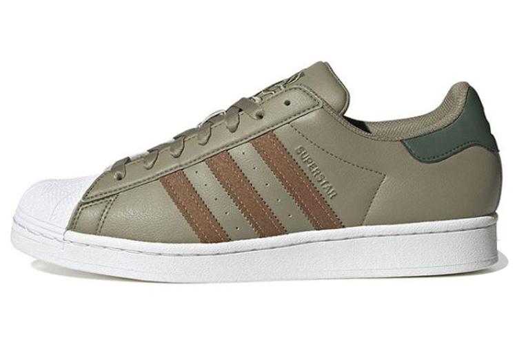 Кроссовки унисекс Adidas Originals Superstar зеленые, коричневые, 36 2/3 EU
