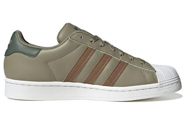 Кроссовки унисекс Adidas Originals Superstar зеленые, коричневые, 36 2/3 EU