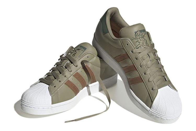 Кроссовки унисекс Adidas Originals Superstar зеленые, коричневые, 36 2/3 EU