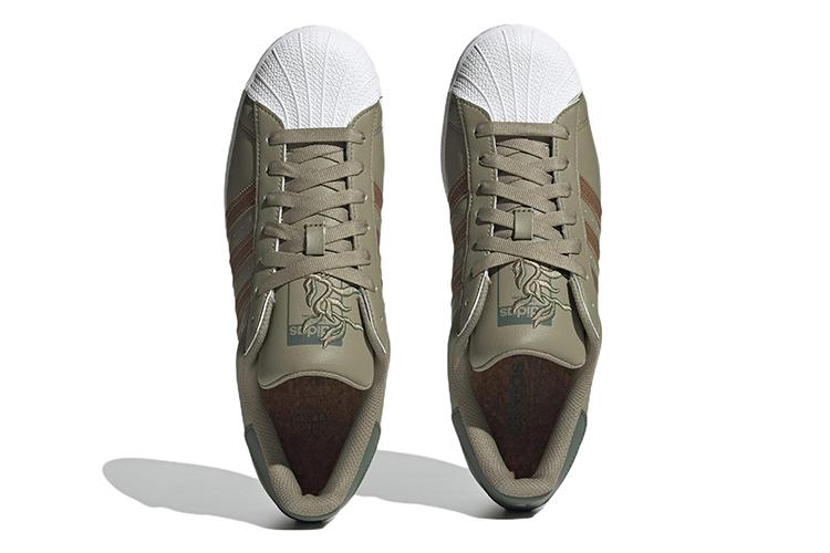 Кроссовки унисекс Adidas Originals Superstar зеленые, коричневые, 36 2/3 EU