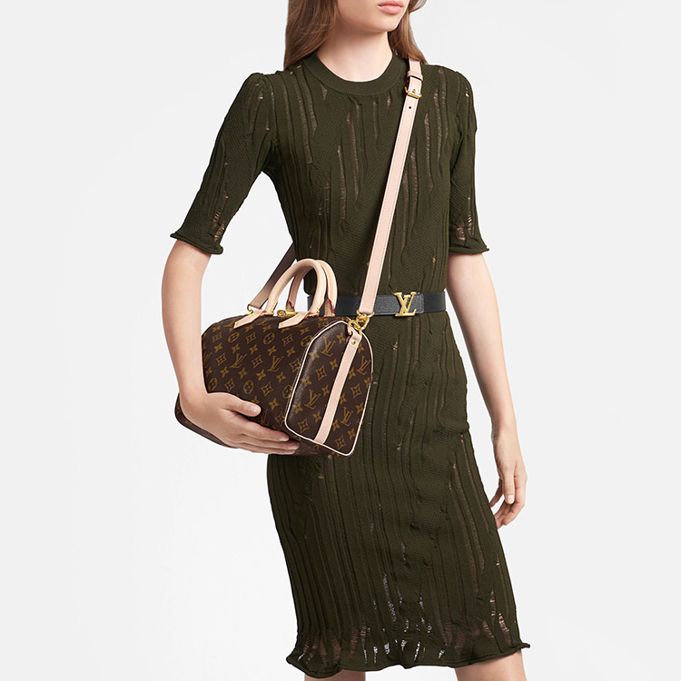 Сумка женская LOUIS VUITTON Speedy Bandouliere 30 коричневая-розовая