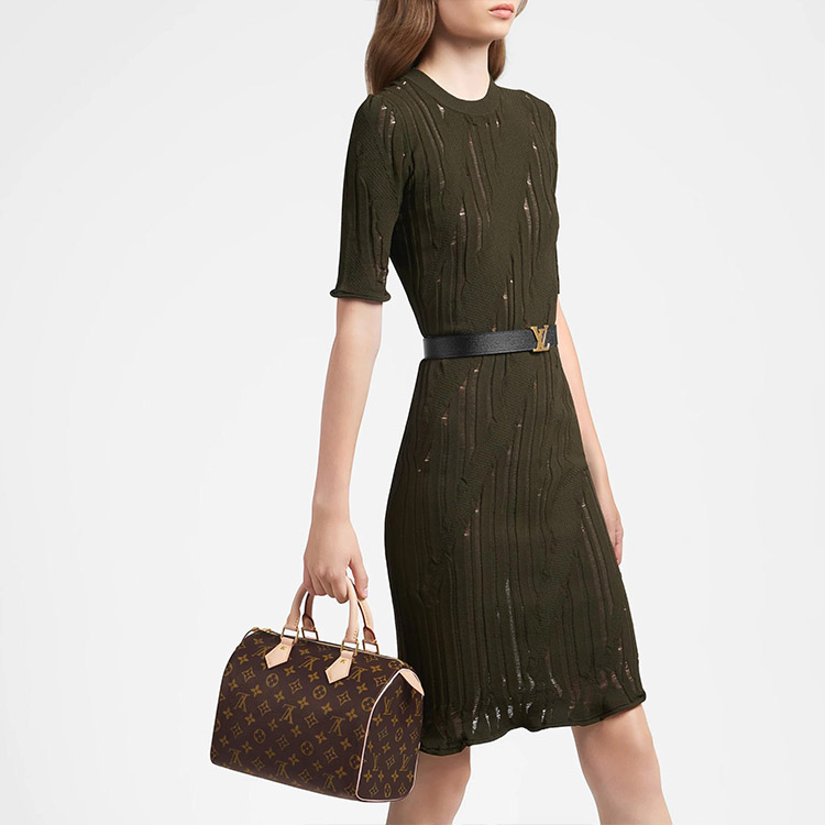 Сумка женская LOUIS VUITTON Speedy Bandouliere 30 коричневая-розовая