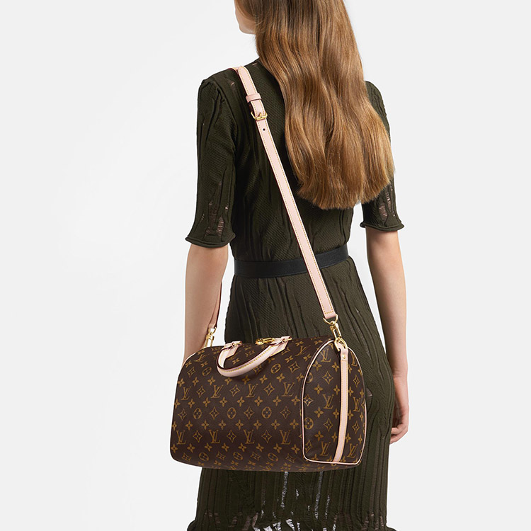Сумка женская LOUIS VUITTON Speedy Bandouliere 30 коричневая-розовая