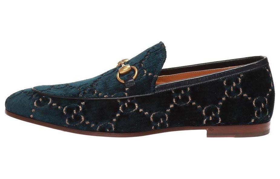 Ботинки мужские GUCCI Jordaan Gg Loafer синие бархатные, 42 EU